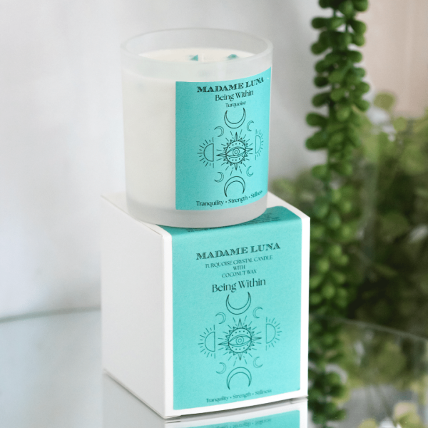 Being-Within-2.png Crystal Candle Range-Coconut wax and essential oils- Turquoise