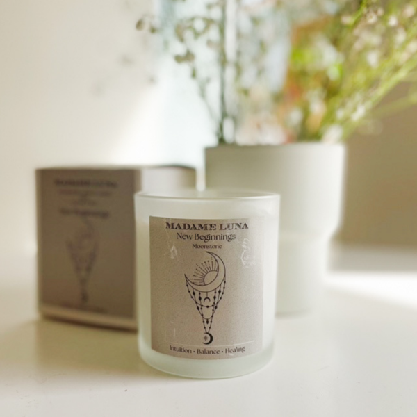 Crystal Candle Range-Coconut wax and essential oils- Moonstone