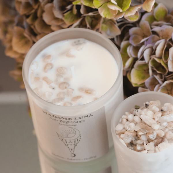 Crystal Candle Range-Coconut wax and essential oils- Moonstone