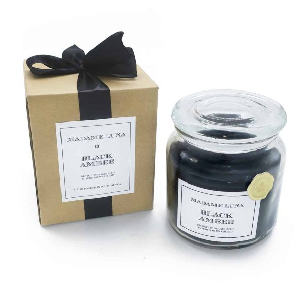 Black Ribbon Large Jar Black Amber