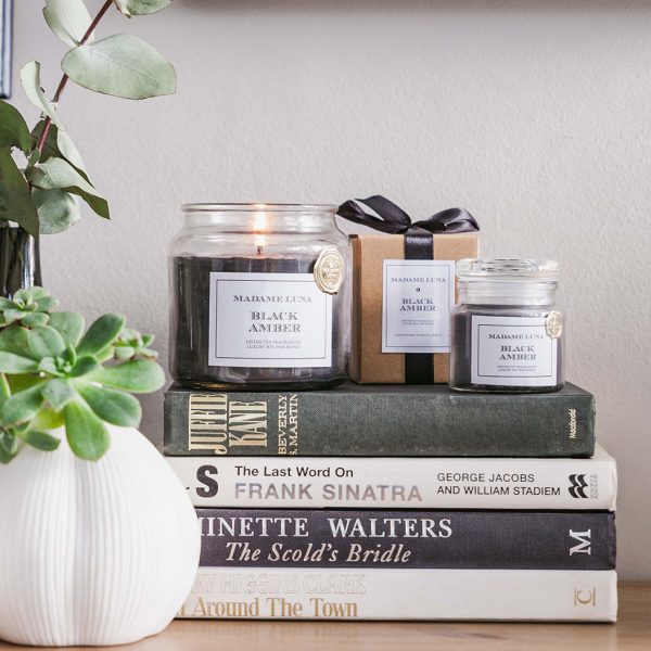 Black Ribbon Large Jar Black Amber