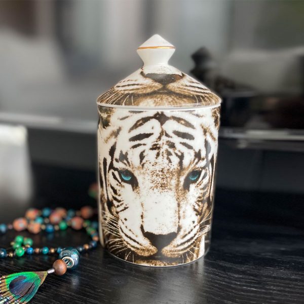 Porcelain Rose Geranium Jar Candle Tigers Eyes