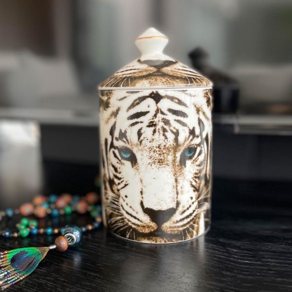 Porcelain Rose Geranium Jar Candle Tigers Eyes