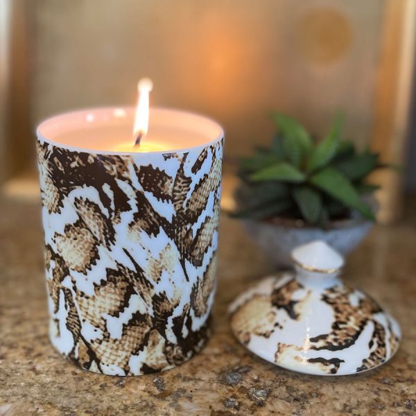 Porcelain Ginger Jar Candle Snake Skin