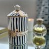 Porcelain Rose Geranium Jar Candle Cobalt Strip with Gold