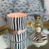 Porcelain Rose Geranium Jar Candle Cobalt Strip with Gold