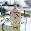 Porcelain Ginger Jar Candle Gold Trellis