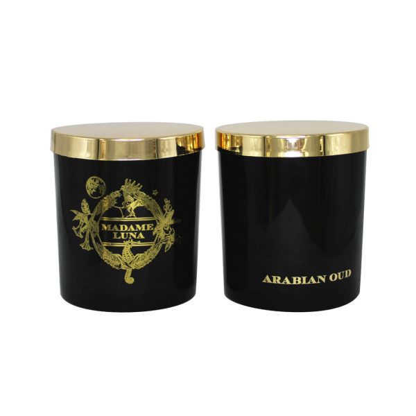 Madame Luna Gold Crest Black Cup Candle with Gold Lid - ARABIAN OUD