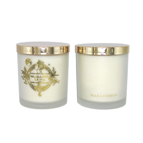 Hallerbos.jpg Madame Luna Gold Crest Frosted Cup Candle with Gold Lid - HALLERBOS